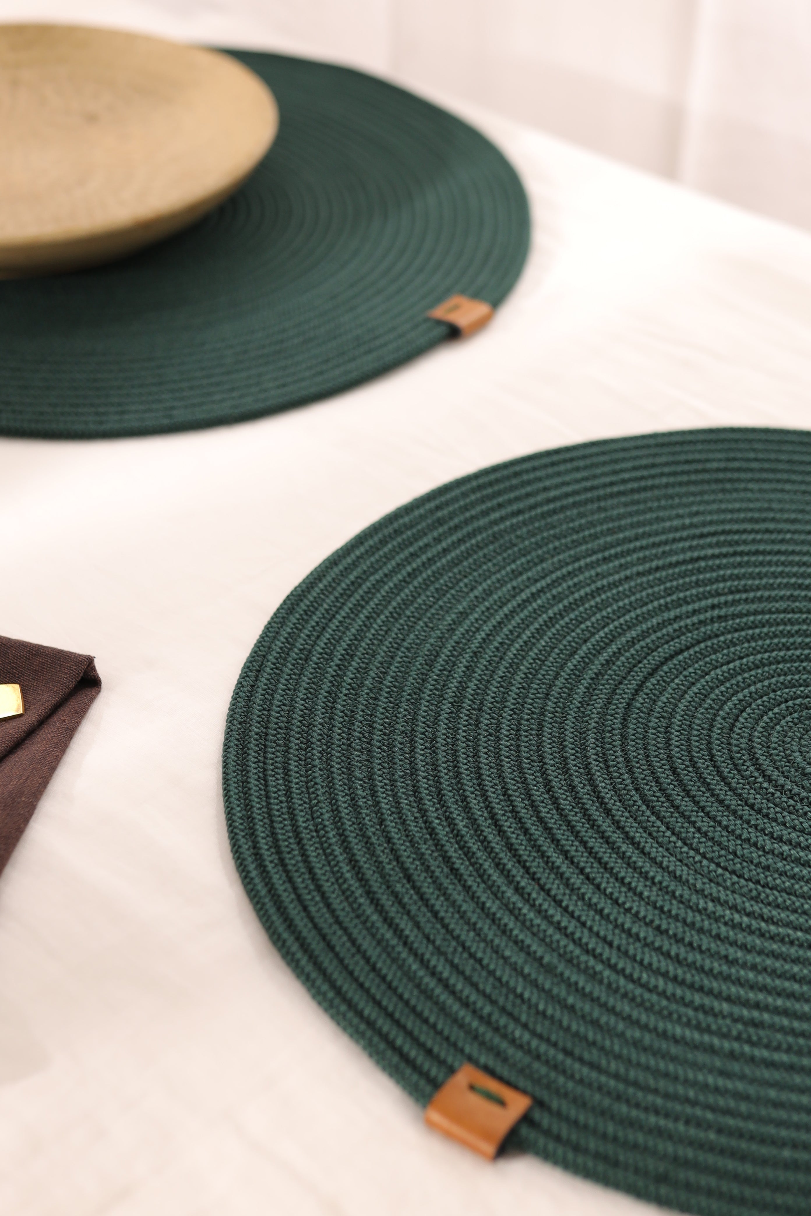 Serene Green Luxe Dining Mats (Set of 2)