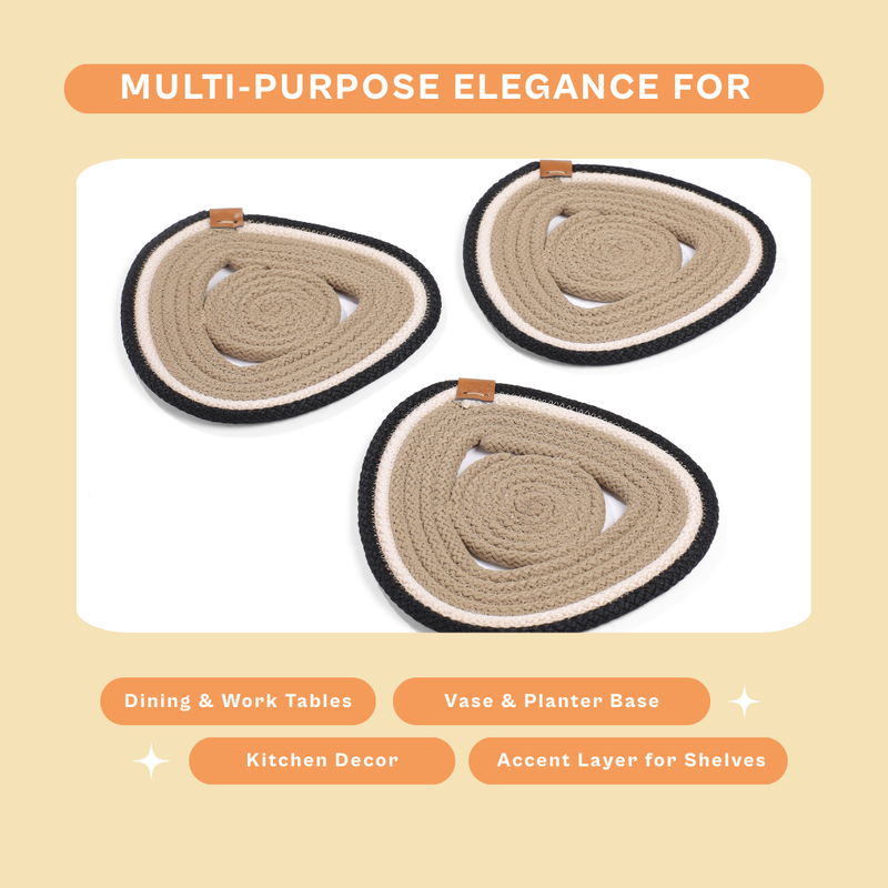 Monochrome Elegance Coaster Set (Set of 3)