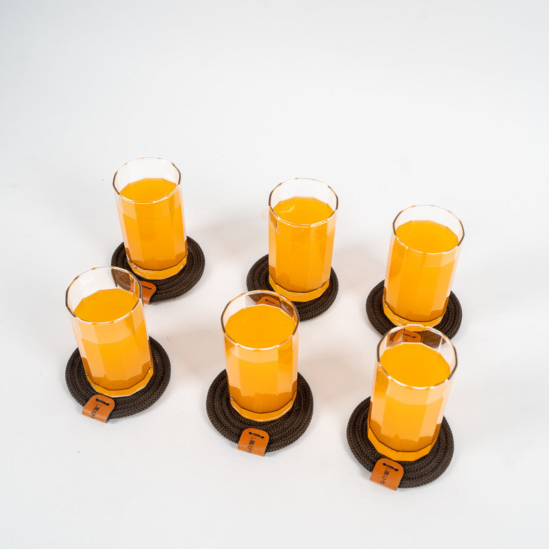 Midnight Luxe Brown Rope Coasters (Set of 6)