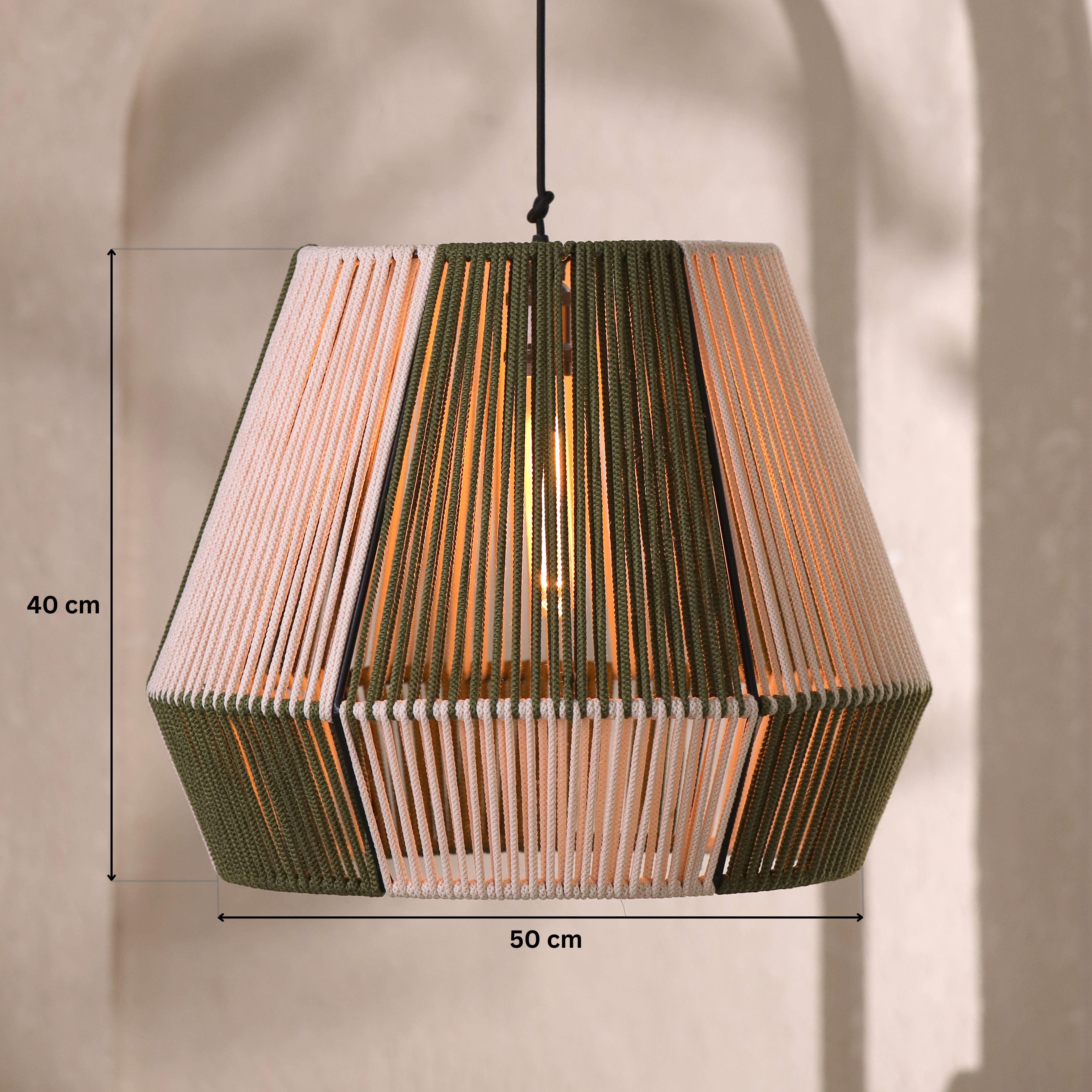 Natura Duo Olive Green and Natural Rope Pendant Lamp