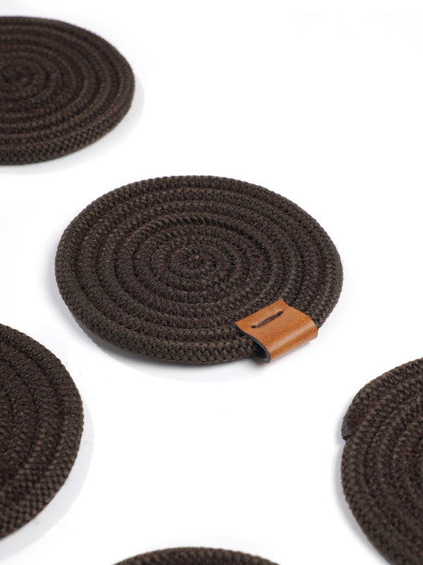 Midnight Luxe Brown Rope Coasters (Set of 6)
