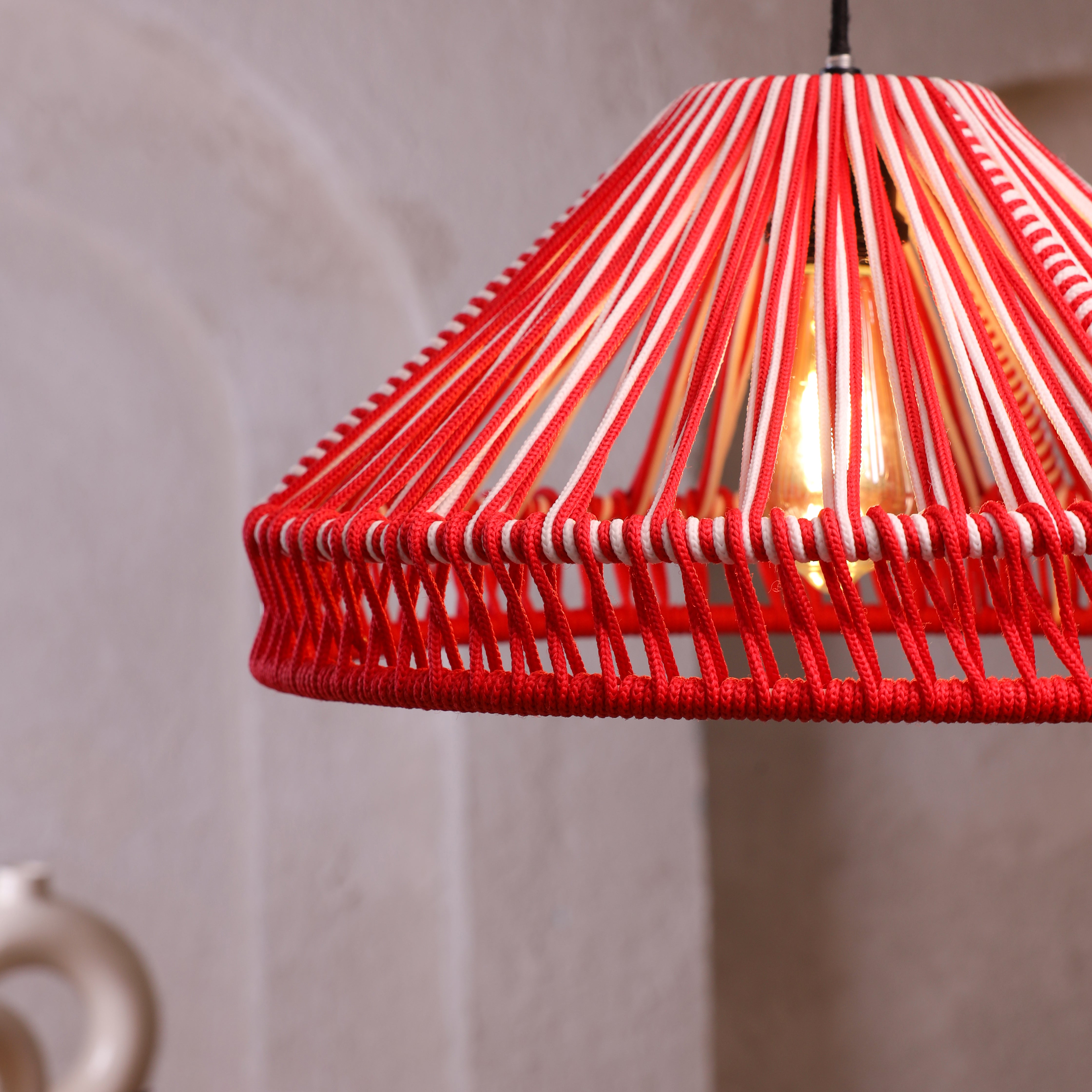 Rouge Radiance Red and Natural Rope Pendant Lamp