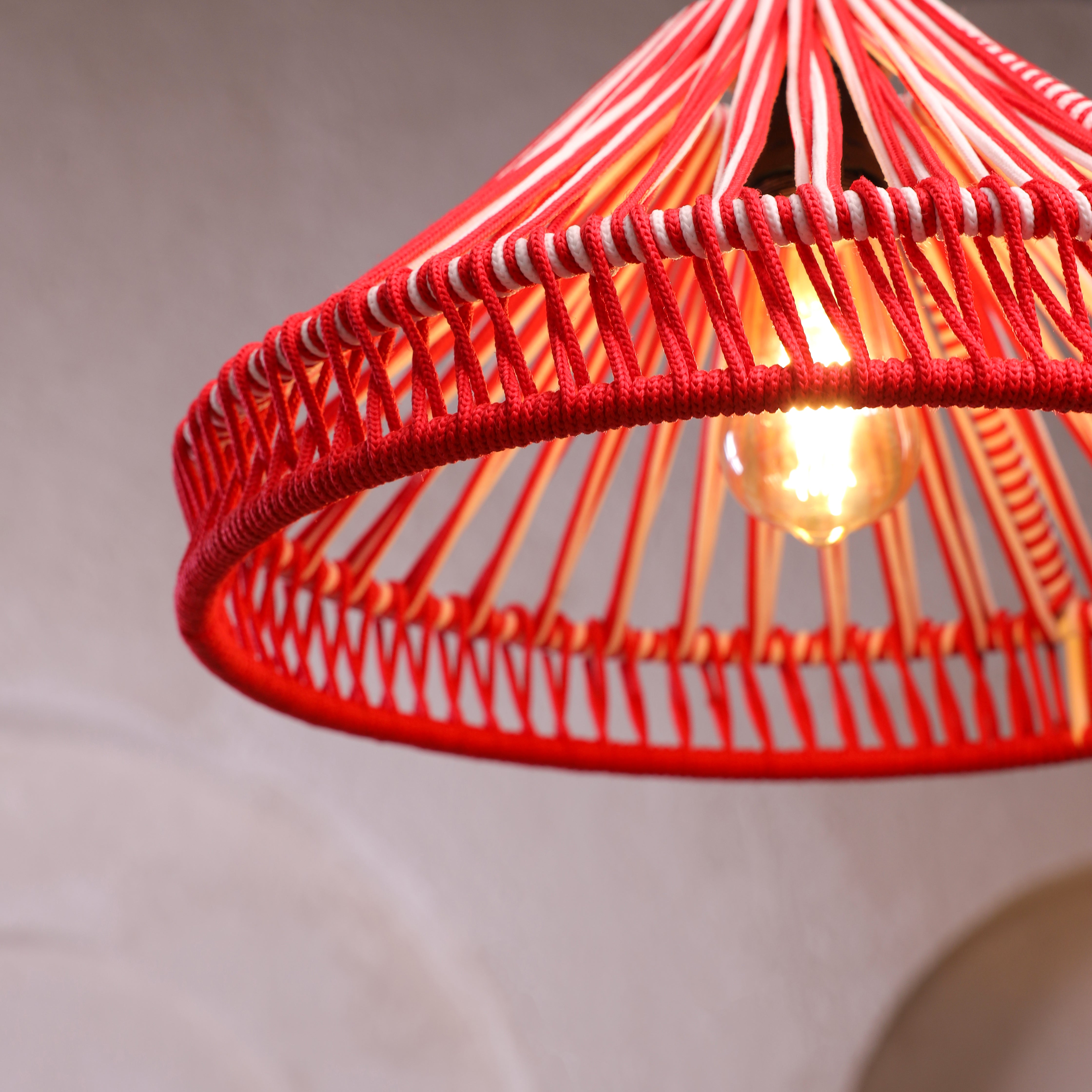 Rouge Radiance Red and Natural Rope Pendant Lamp