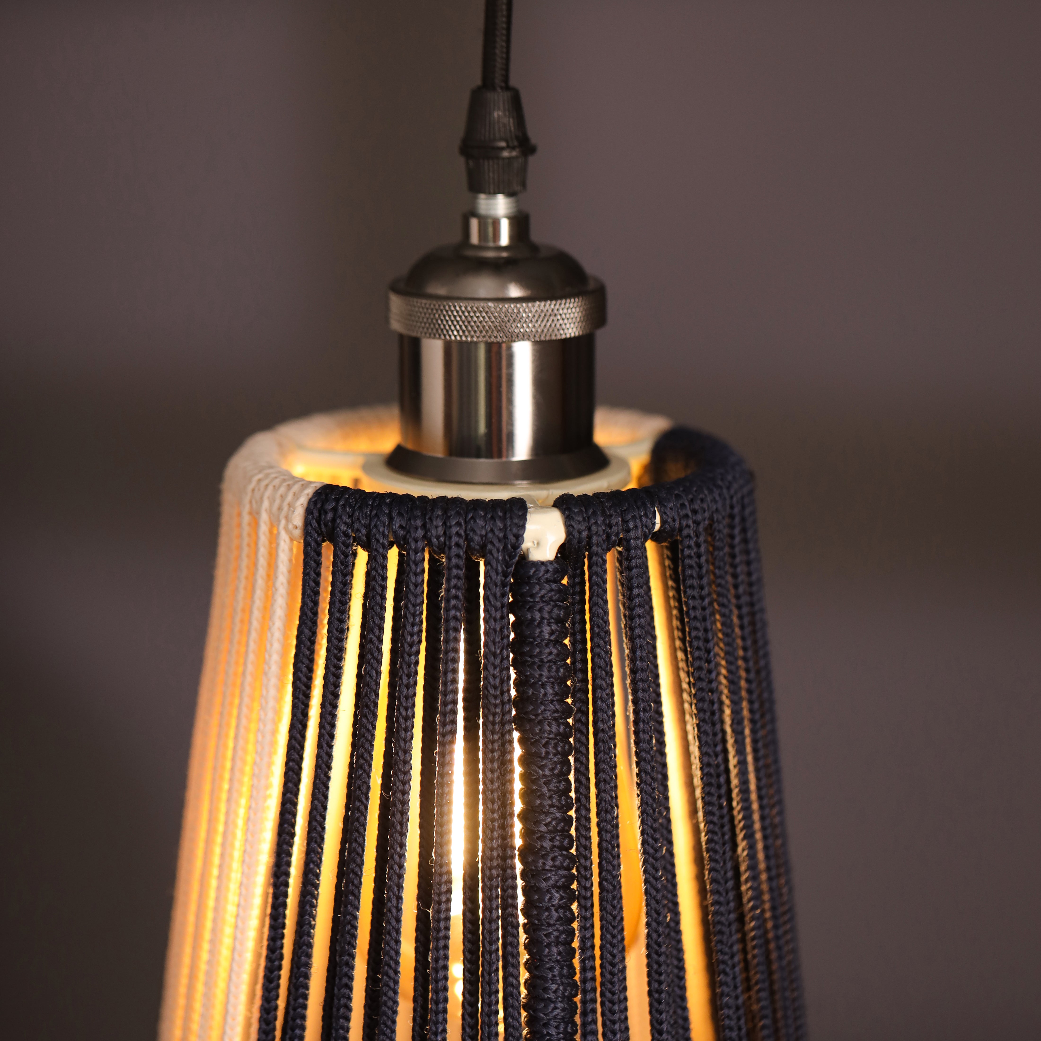 Navy Whisper Persian Blue and Natural Pendant Lamp