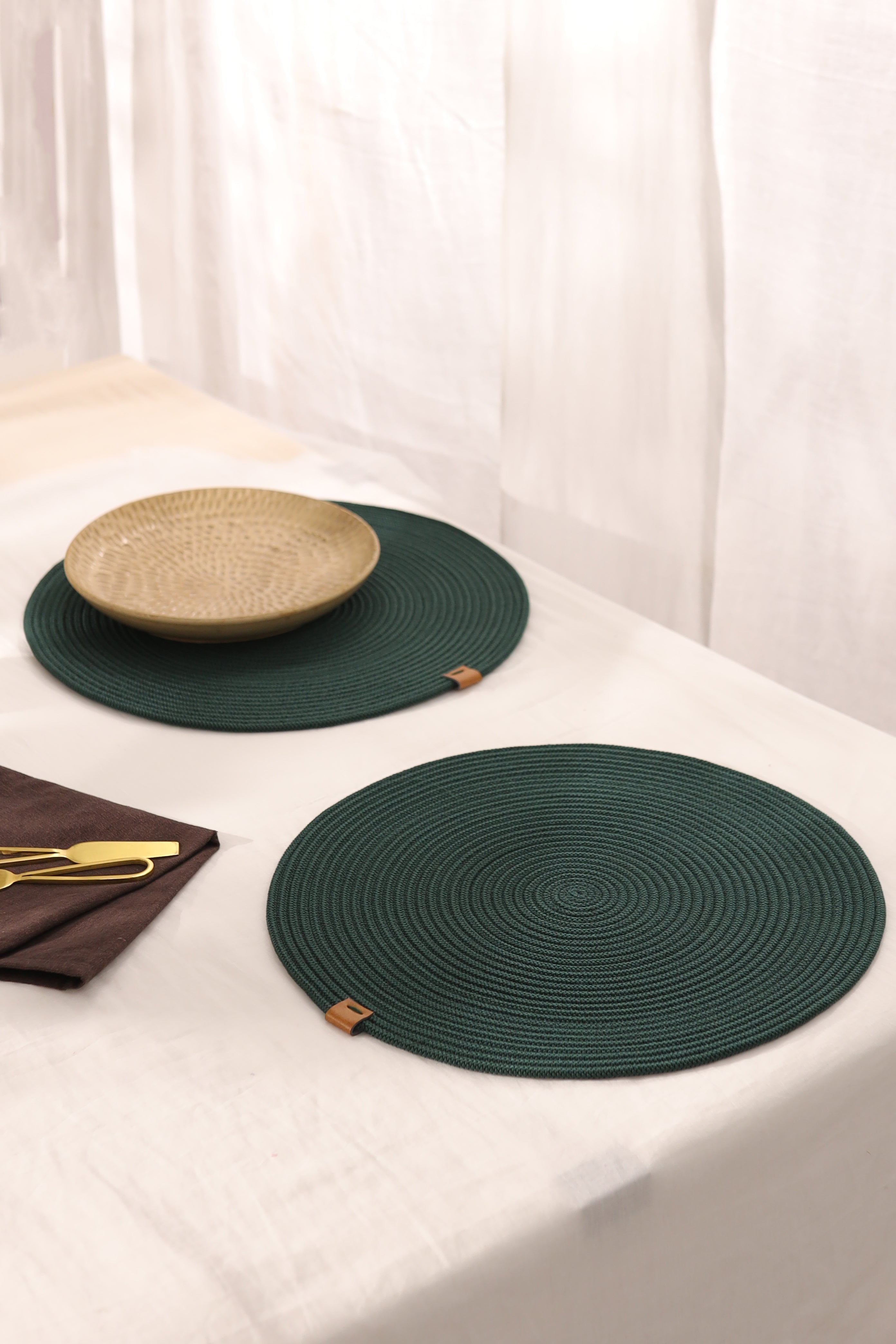 Serene Green Luxe Dining Mats (Set of 2)