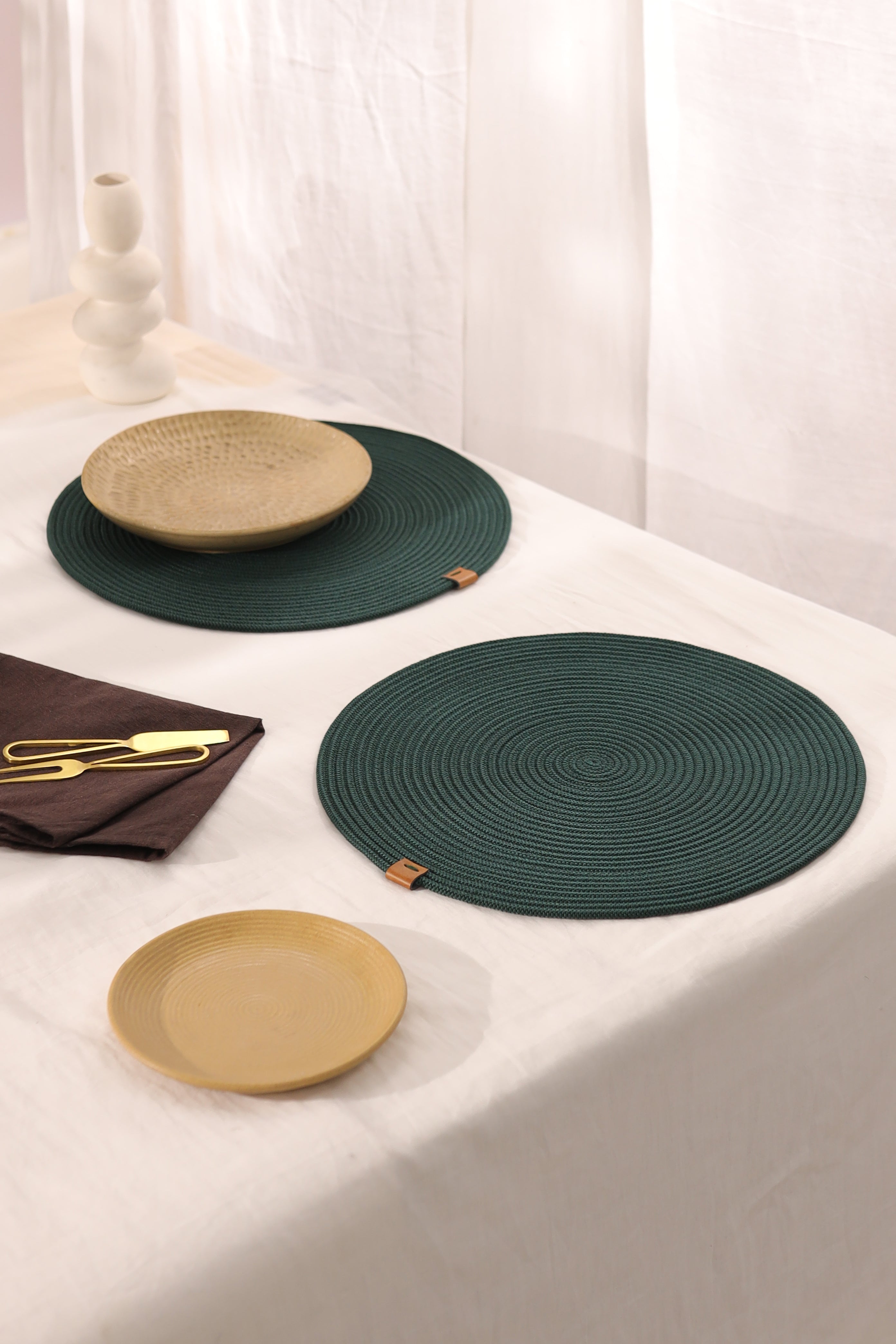 Serene Green Luxe Dining Mats (Set of 2)