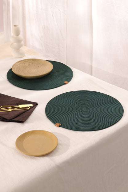 Serene Green Luxe Dining Mats (Set of 2)