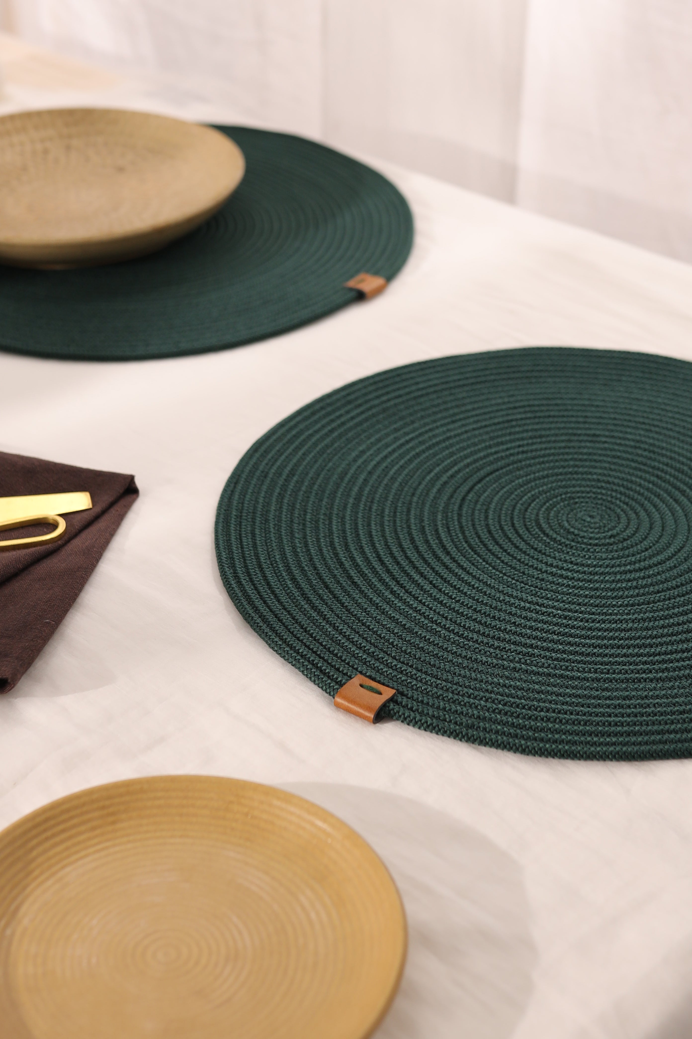 Serene Green Luxe Dining Mats (Set of 2)