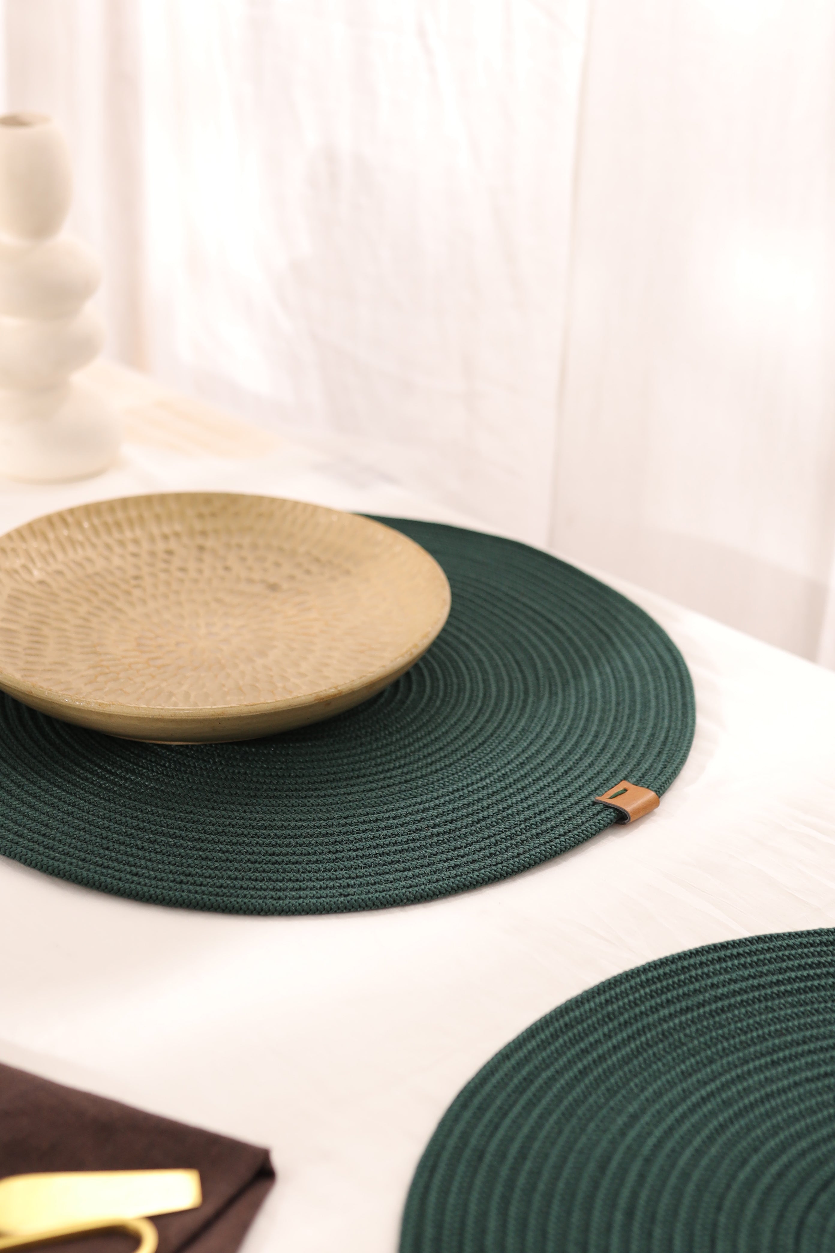 Serene Green Luxe Dining Mats (Set of 2)