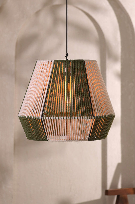 Natura Duo Olive Green and Natural Rope Pendant Lamp