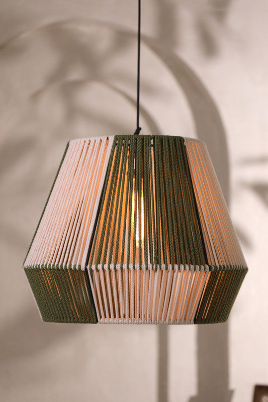 Natura Duo Olive Green and Natural Rope Pendant Lamp