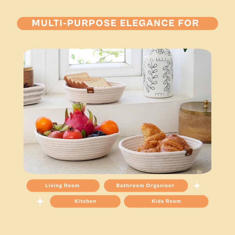 Petite Serenity White Basket Set of 3
