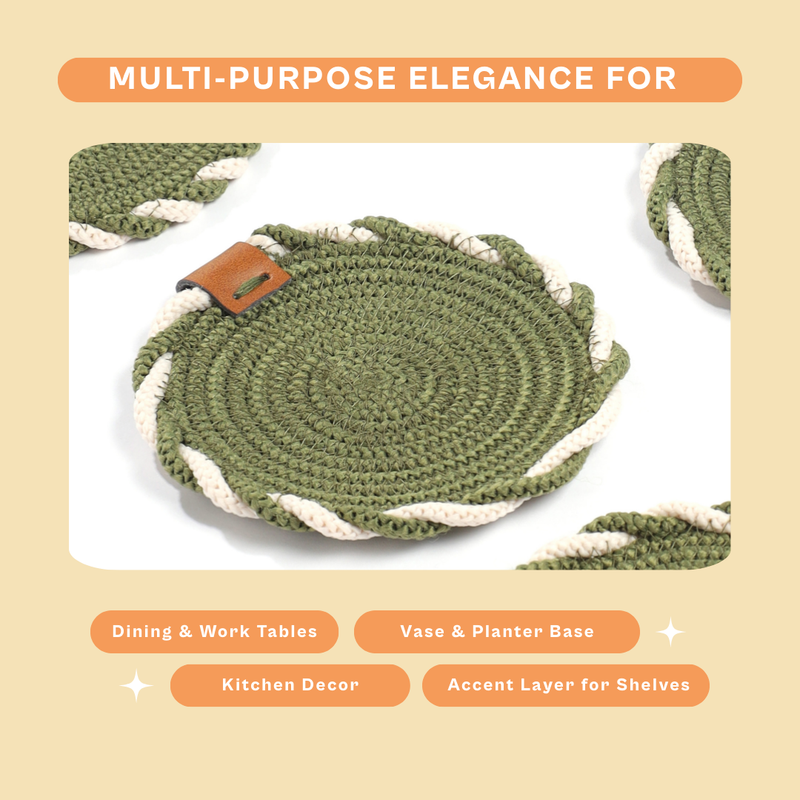 Olive Charm Rope Coasters (Set of 6)