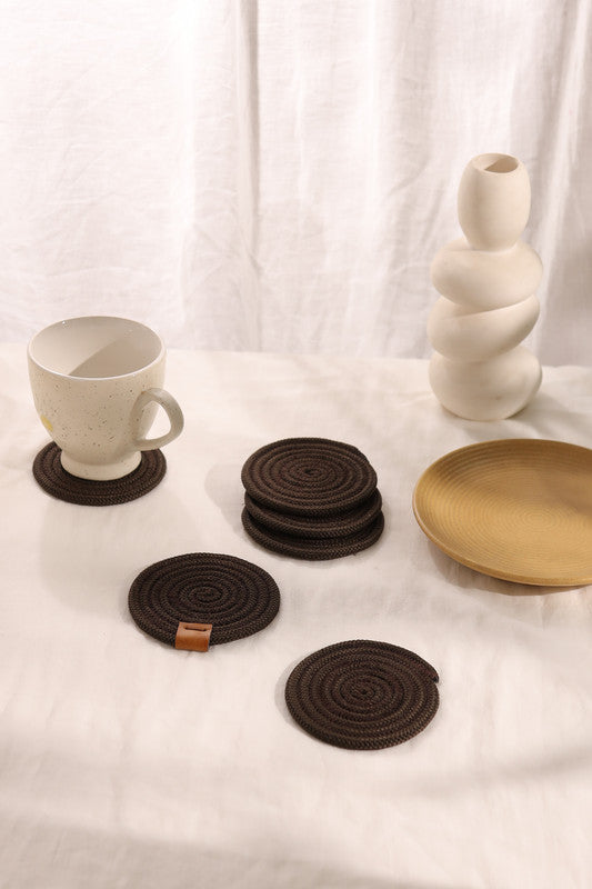 Midnight Luxe Brown Rope Coasters (Set of 6)