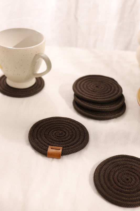 Midnight Luxe Brown Rope Coasters (Set of 6)