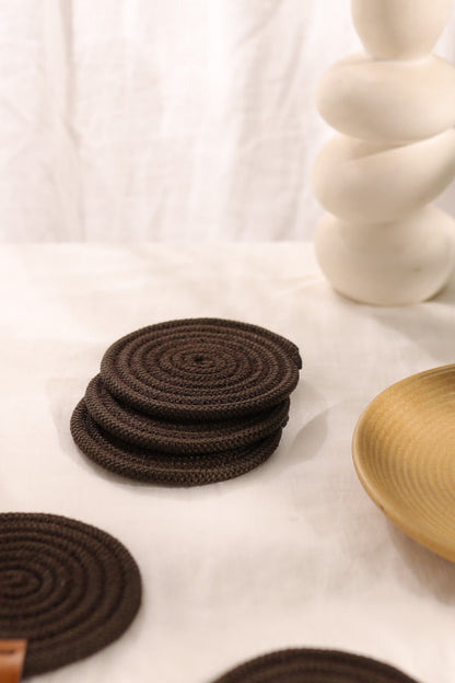 Midnight Luxe Brown Rope Coasters (Set of 6)