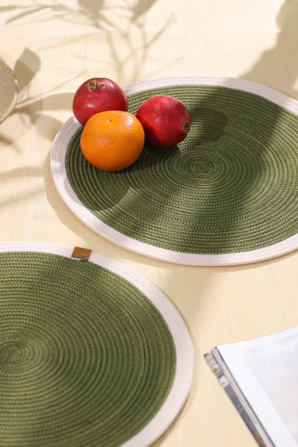 Olive Whisper Dual-Tone Mats (Set of 2)