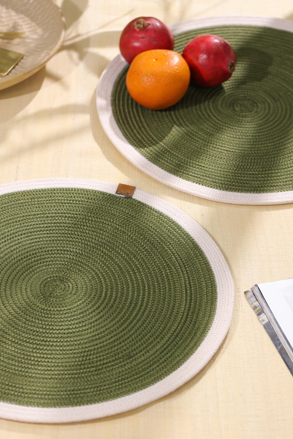 Olive Whisper Dual-Tone Mats (Set of 2)