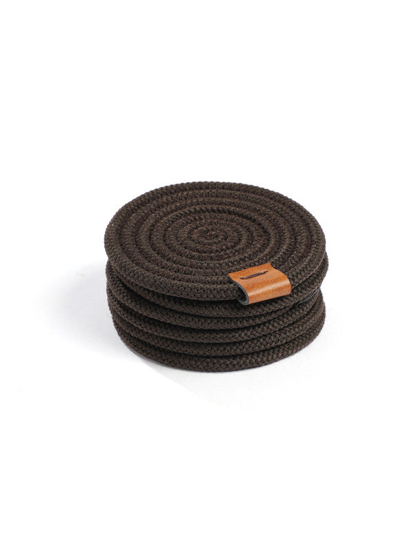 Midnight Luxe Brown Rope Coasters (Set of 6)