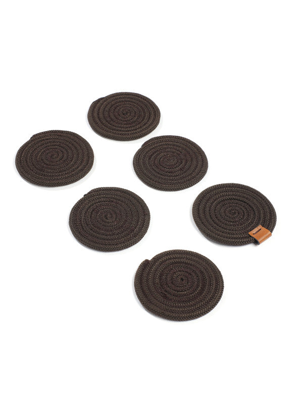 Midnight Luxe Brown Rope Coasters (Set of 6)