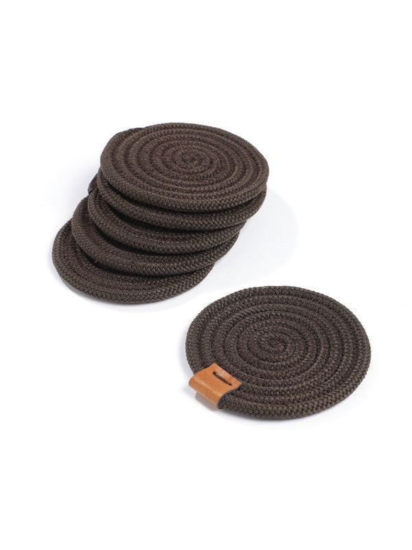 Midnight Luxe Brown Rope Coasters (Set of 6)