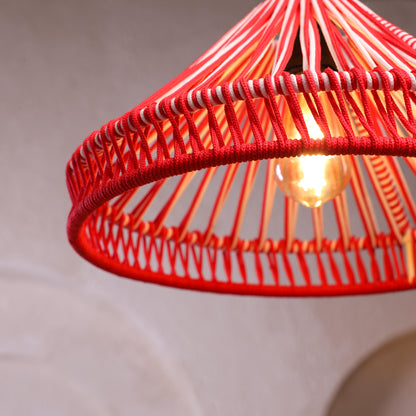 Rouge Radiance Red and Natural Rope Pendant Lamp